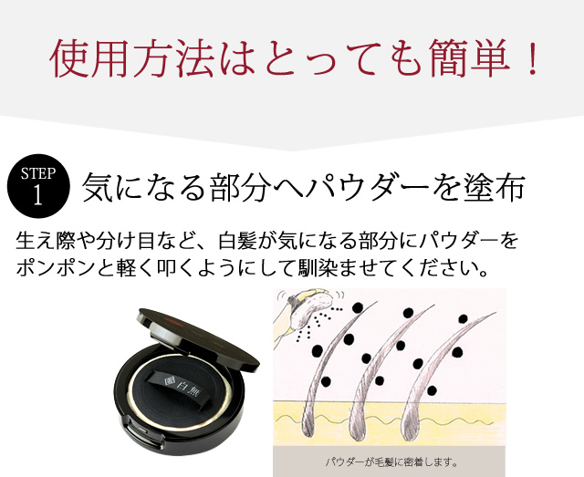 気になる部分へパウダーを塗布